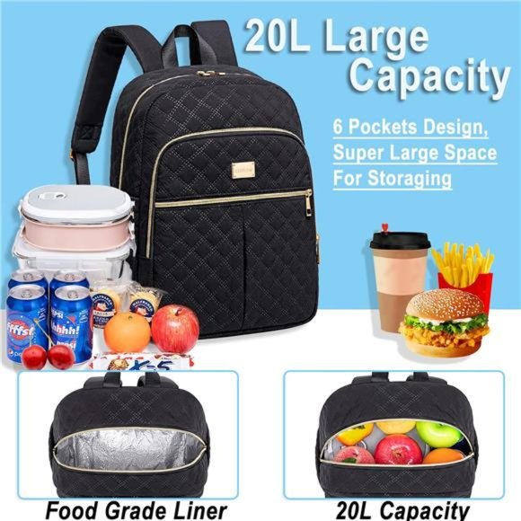Lunch Backpack,20L Backpack Cooler Insulated, Backpack Lunch Bag W/ Side Pockets